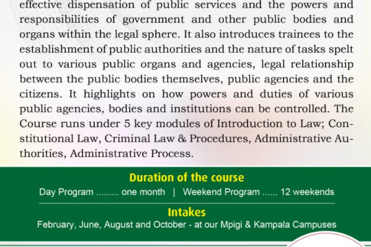 Administrative law is one of the new short course